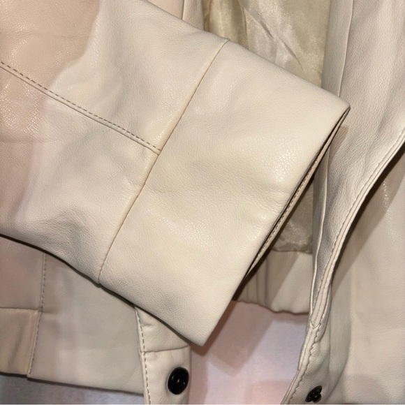 INC International Concepts Moto Cream Faux Leather One Snap Jacket Size L - Picture 6 of 11